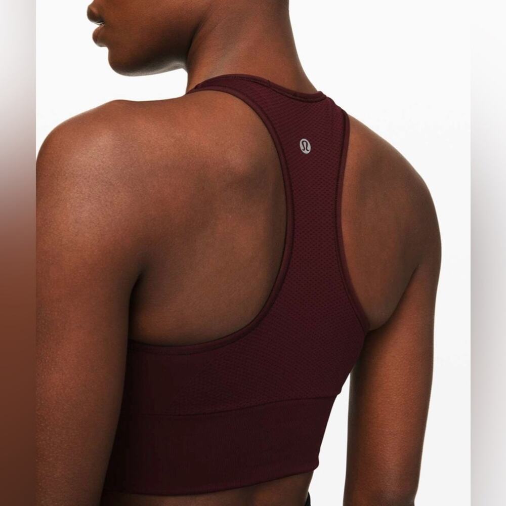 Lululemon Ebb To Train Bra Garnet Red Size 4 High Neck Longline#287& 258